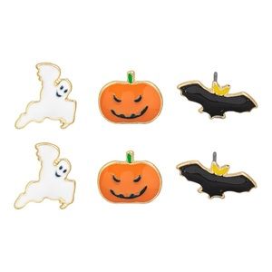 New set of Halloween ghost pumpkin bat earrings set